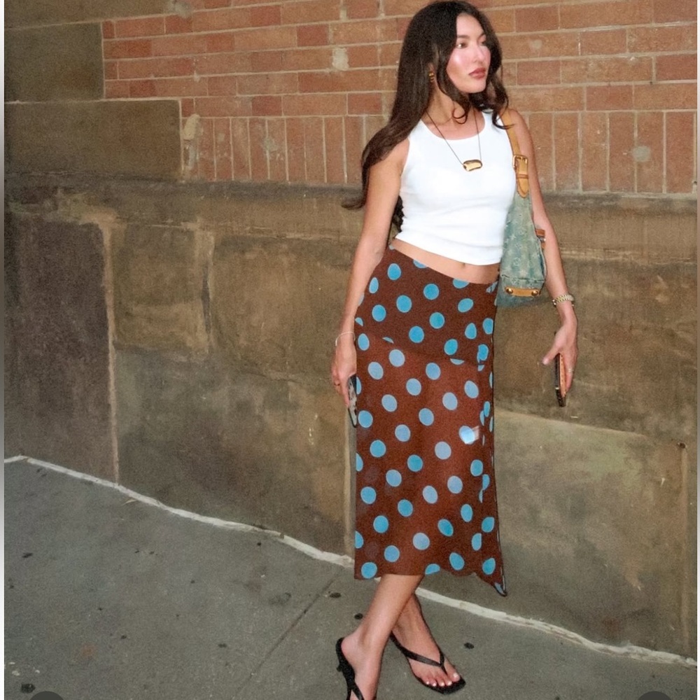 Zara Brown and Blue Asymmetrical Skirt